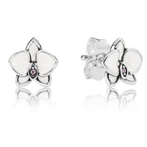 PANDORA White Orchid Stud Earrings